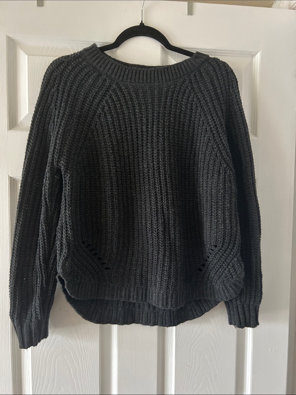SO Women's Dark Charcoal Ribbed Crewneck Sweater